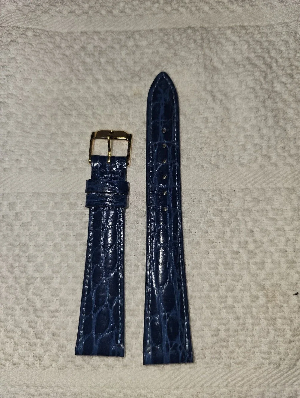Vintage Movado 18mm Royal Blue Padded Mock Croc Watch Strap Swiss